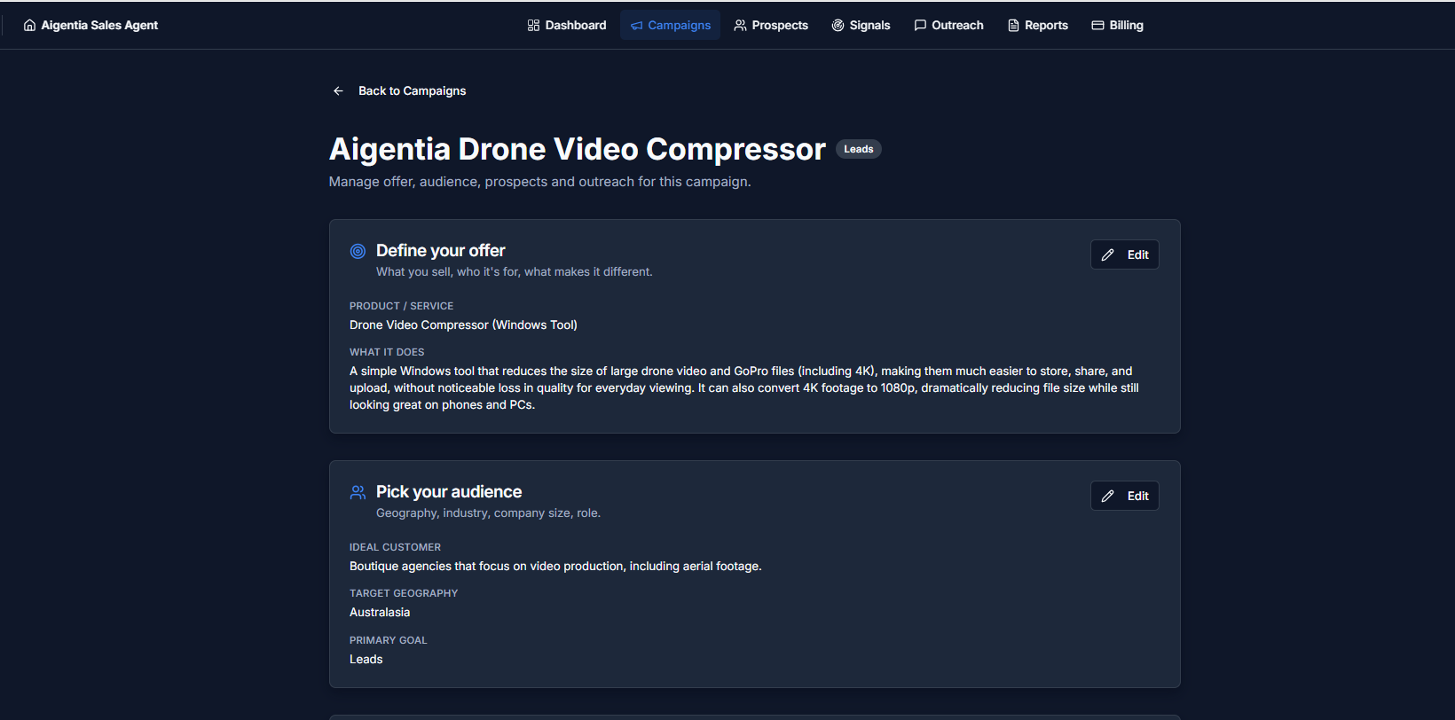 Aigentia Sales Agent screenshot 1